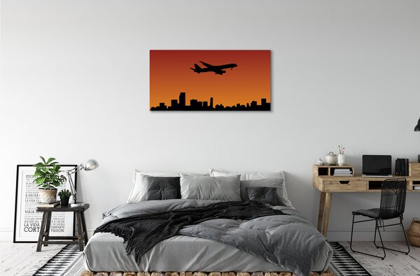 Tablouri canvas Avionul și apus de soare cer