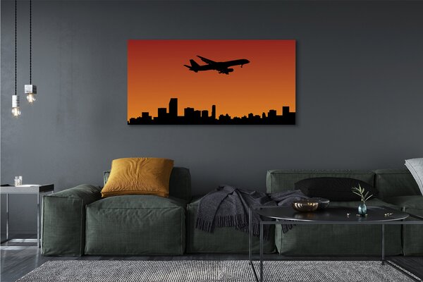 Tablouri canvas Avionul și apus de soare cer