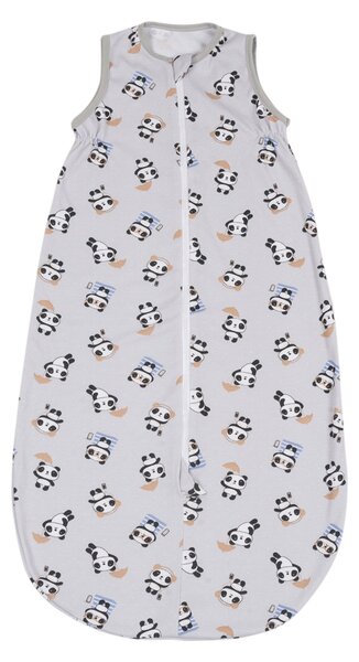 Sac dormit copii de vara 0-18 luni Kidizi Panda Grey, 100% bumbac, 80 cm, 0.5 tog