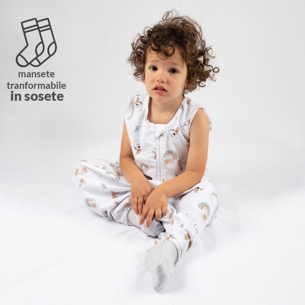 Sac de dormit cu picioare de vara pentru copii 18-36 luni Kidizi Ducky 0.5 tog, mansete transformabile in soseta