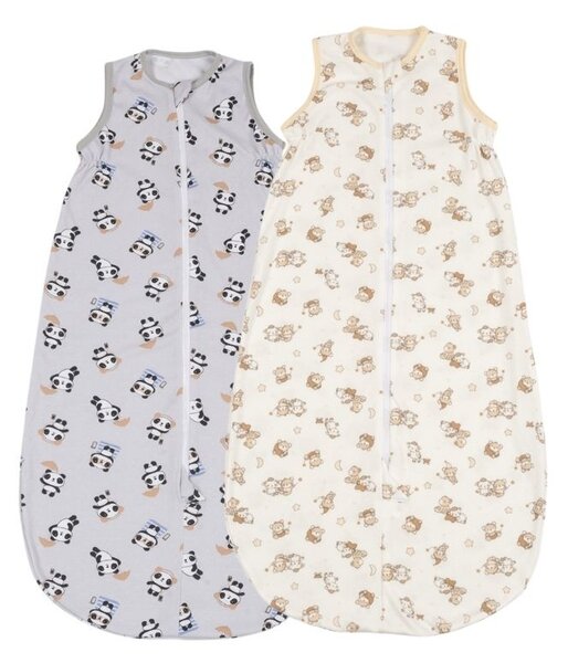 Set 2 saci de dormit de vara 0-18 luni Kidizi Orso Panda, 100% bumbac, 80 cm, 0.5 tog