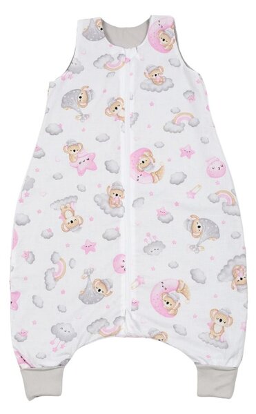 Sac de dormit cu picioare pentru copii 18-36 luni Kidizi Koala Dreams Pink 0.5 tog, mansete transformabile in soseta