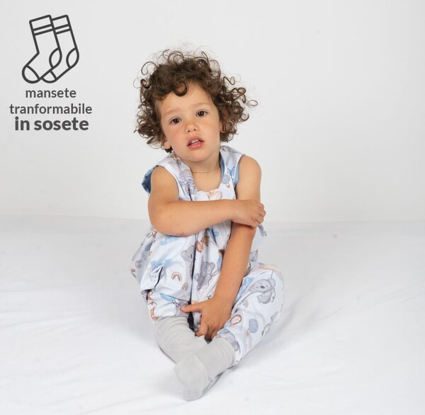 Sac de dormit cu picioare de vara pentru copii 18-36 luni Kidizi Tiny Adventures 0.5 tog, mansete transformabile in soseta