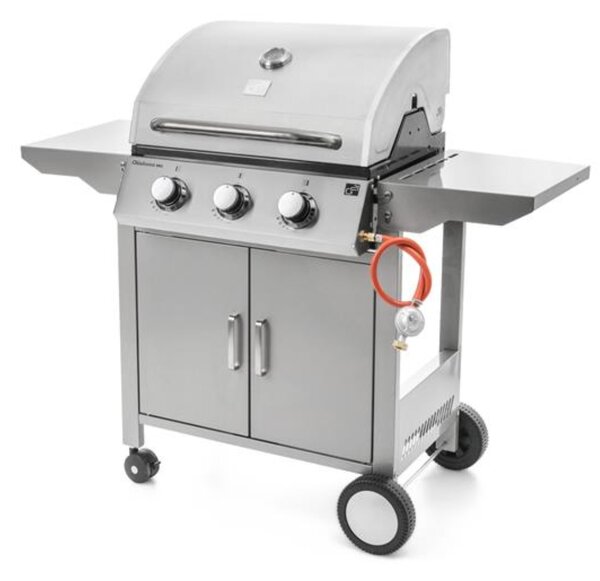 Grătar pe gaz OKLAHOMA BBQ, 3 arzătoare, cu regulator de presiune, argintiu Penta CZ