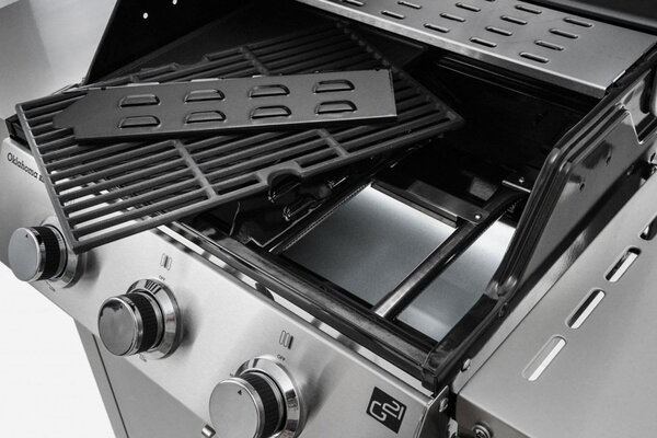 Grătar pe gaz OKLAHOMA BBQ, 3 arzătoare, cu regulator de presiune, argintiu Penta CZ