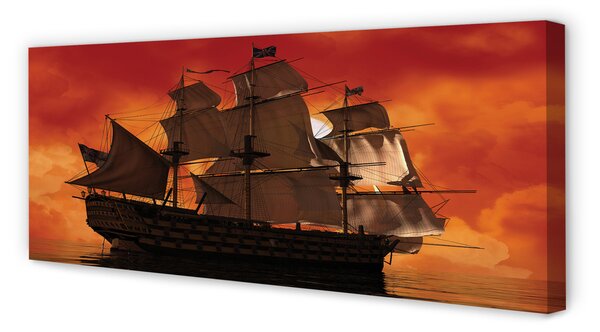 Tablouri canvas Cerul navă de mare portocaliu