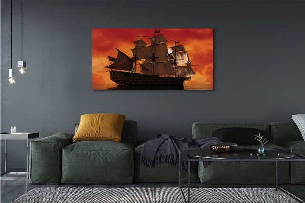 Tablouri canvas Cerul navă de mare portocaliu