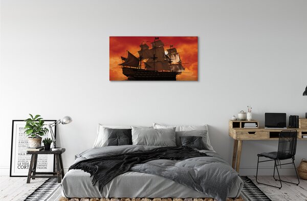 Tablouri canvas Cerul navă de mare portocaliu