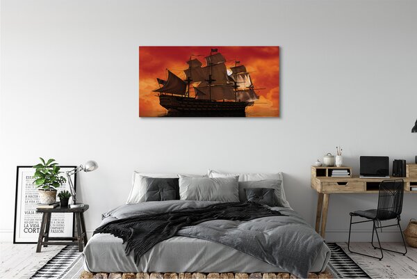Tablouri canvas Cerul navă de mare portocaliu