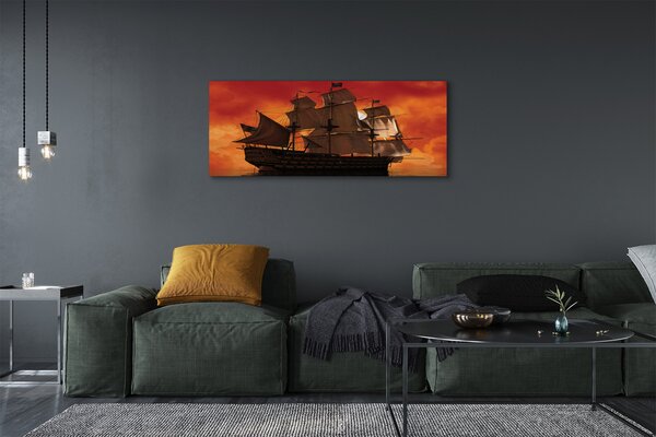 Tablouri canvas Cerul navă de mare portocaliu