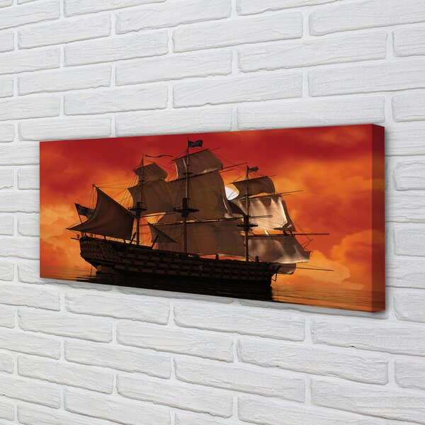 Tablouri canvas Cerul navă de mare portocaliu