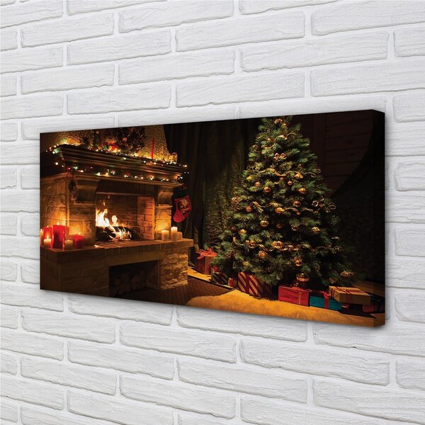 Tablouri canvas Decorații de brad cadouri semineu