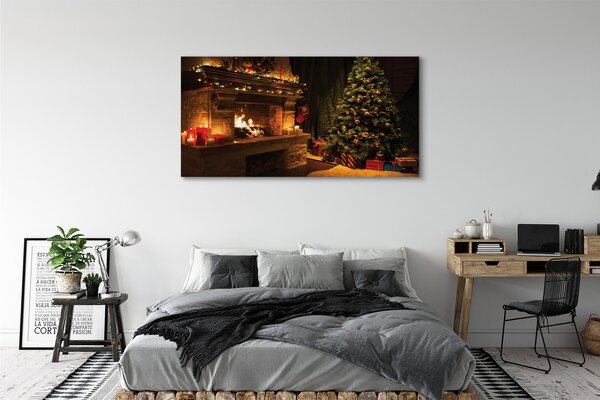 Tablouri canvas Decorații de brad cadouri semineu