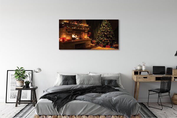 Tablouri canvas Decorații de brad cadouri semineu