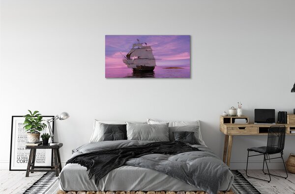 Tablouri canvas cer violet navă de mare