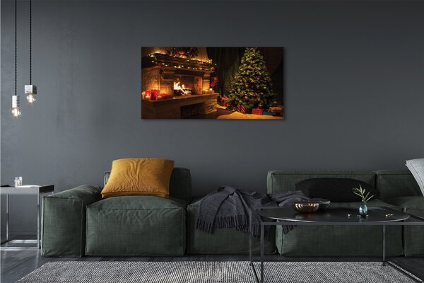Tablouri canvas Decorații de brad cadouri semineu