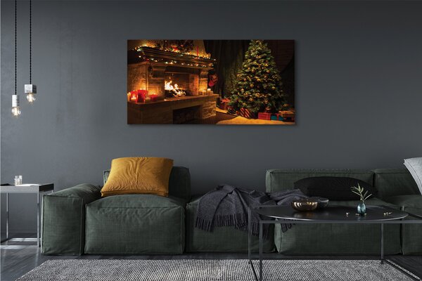 Tablouri canvas Decorații de brad cadouri semineu