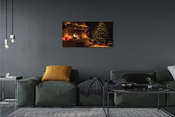 Tablouri canvas Decorații de brad cadouri semineu