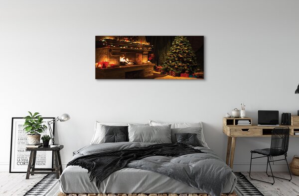Tablouri canvas Decorații de brad cadouri semineu