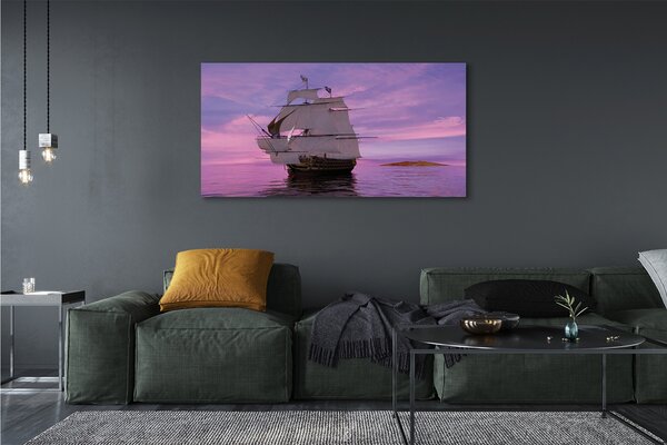 Tablouri canvas cer violet navă de mare