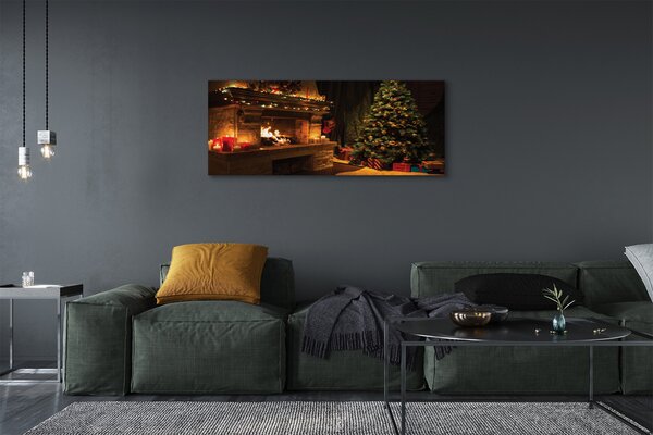 Tablouri canvas Decorații de brad cadouri semineu