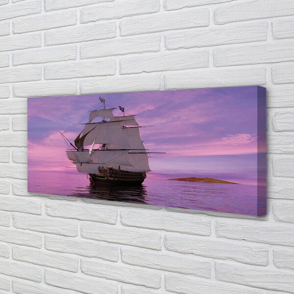 Tablouri canvas cer violet navă de mare