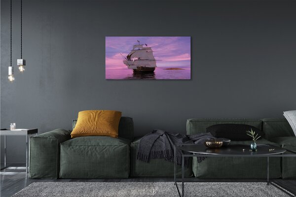 Tablouri canvas cer violet navă de mare