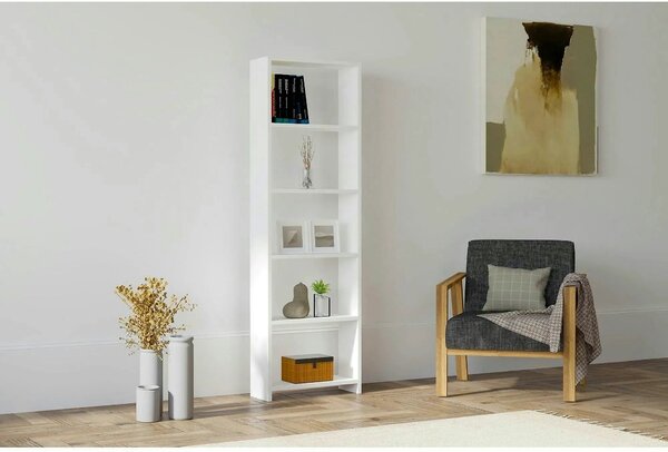 Biblioteca NEW, alb, PAL melaminat, 50x20x160 cm