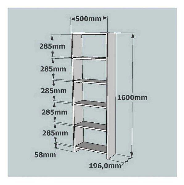 Biblioteca NEW, alb, PAL melaminat, 50x20x160 cm