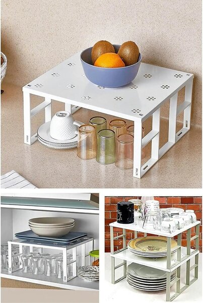 Organizator bucatarie 8100, alb, metal/plastic, 32x28x15 cm