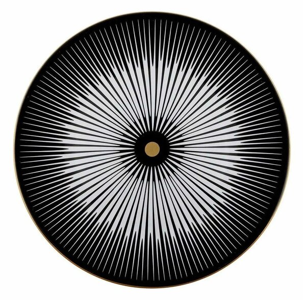 Set 4 platouri 275KRM1345, alb/negru, ceramica, 25x4 cm
