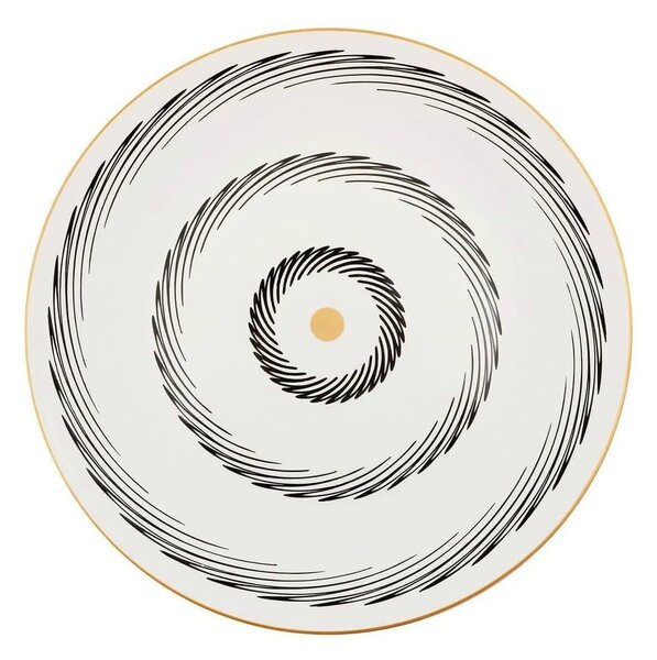 Set 4 platouri 275KRM1345, alb/negru, ceramica, 25x4 cm