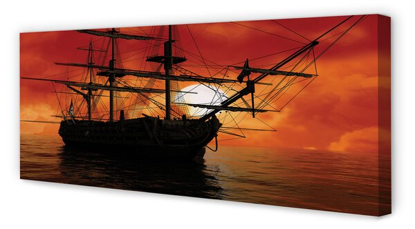 Tablouri canvas Cerul nori navă de mare soare
