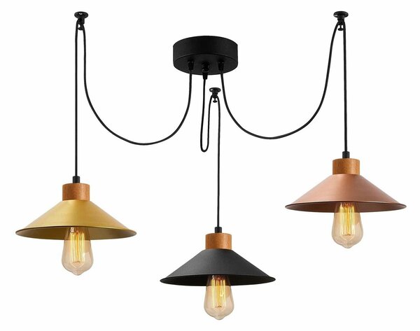 Lustra MANAVGAT N-554, metal, auriu/negru/cupru, 114x24x100 cm
