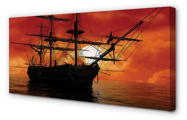 Tablouri canvas Cerul nori navă de mare soare