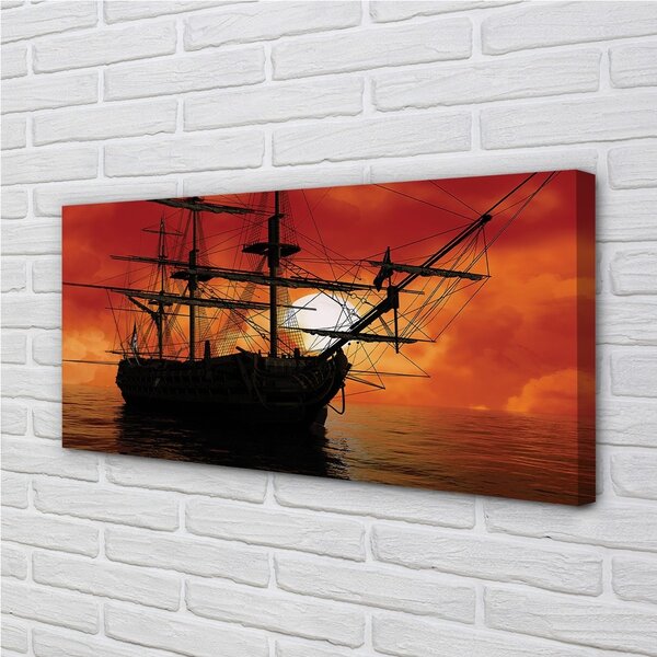 Tablouri canvas Cerul nori navă de mare soare
