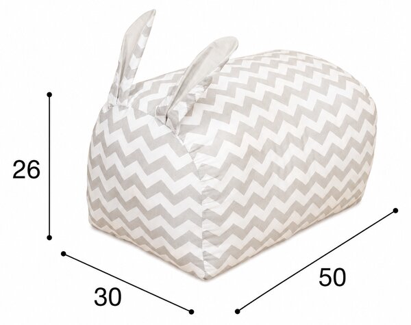 Fotoliu tip puf pentru copii Kidizi Bunny Zig Zag – pentru joaca, relaxare si citit