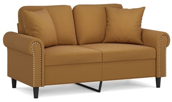 Canapea cu 2 locuri cu perne&pernuțe, maro, 120 cm, catifea
