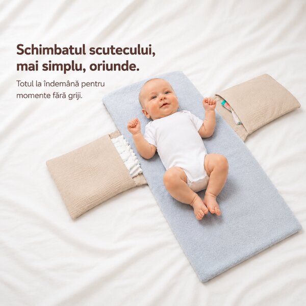 Salteluta de infasat portabila Kidizi, organizator pentru schimbat scutecul, cu buzunare si strat impermeabil