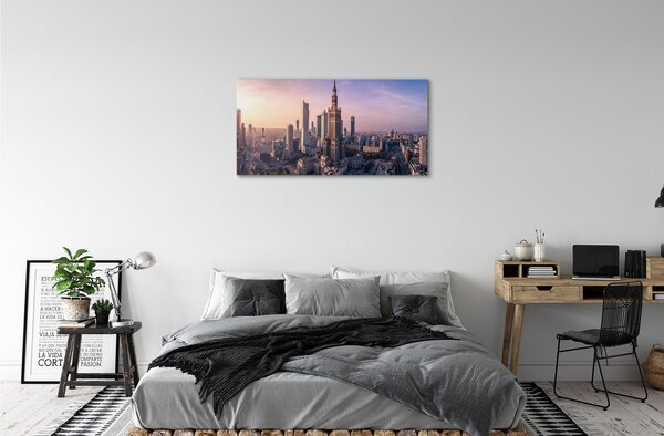 Tablouri canvas panorama Varșovia Sunrise zgârie-nori
