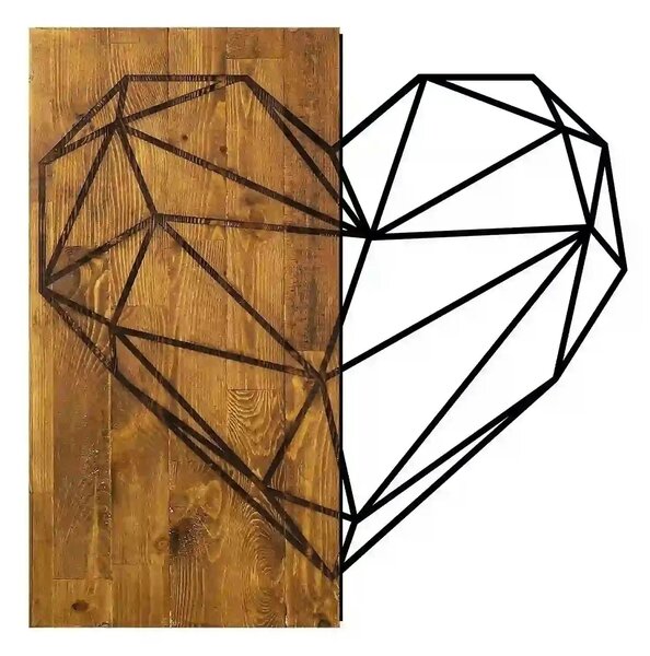 Accesoriu decorativ HEART, stejar/negru, lemn/metal, 58x58 cm