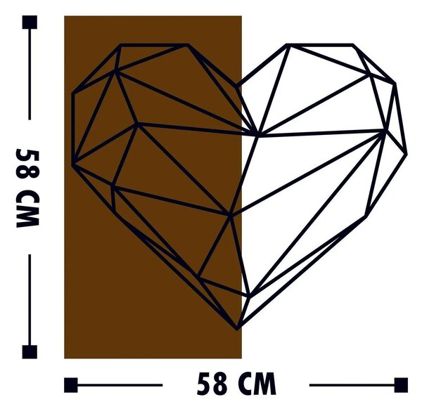 Accesoriu decorativ HEART, stejar/negru, lemn/metal, 58x58 cm