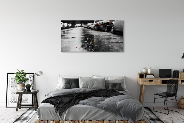 Tablouri canvas Mașină rutier frunze de toamna