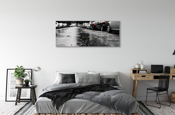 Tablouri canvas Mașină rutier frunze de toamna