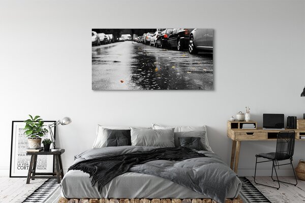 Tablouri canvas Mașină rutier frunze de toamna