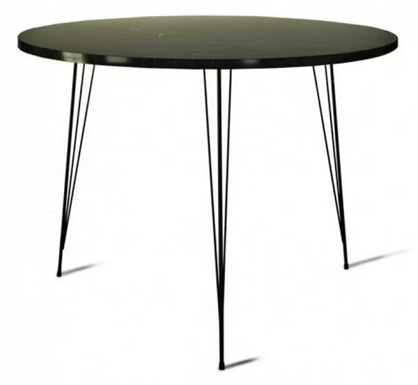 Masa SANDALF, negru cu efect de marmura, PAL melaminat, 90x90x75 cm