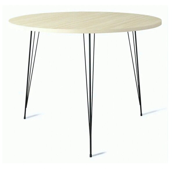 Masa SANDALF, stejar/negru, PAL melaminat/metal, 90x90x75 cm