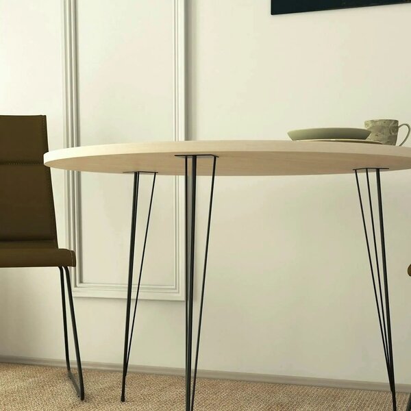 Masa SANDALF, stejar/negru, PAL melaminat/metal, 90x90x75 cm