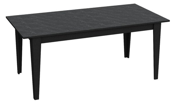 Masa POLK, negru cu efect de marmura, PAL melaminat, 180x90x77 cm