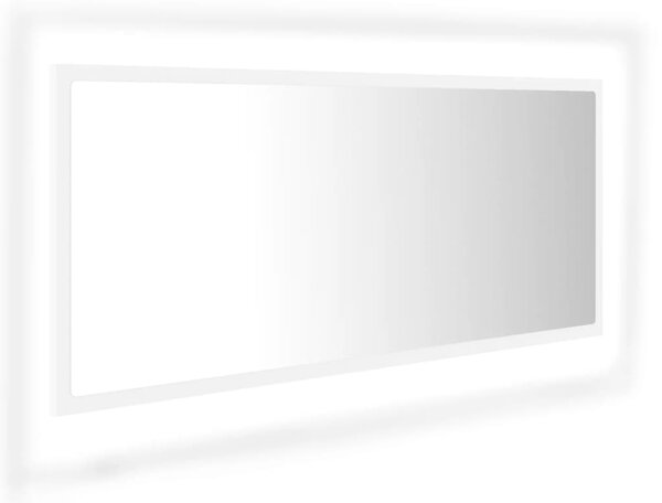 Oglindă de baie cu LED, alb, 100x8,5x37 cm, acril